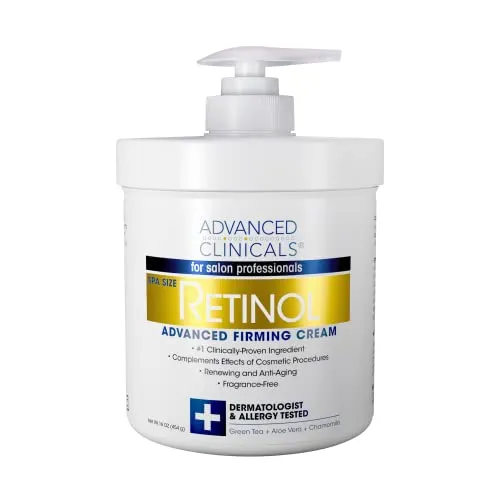 Advanced Clinicals Retinol Cream. Spa Size for Salon Professionals. Moisturizing Formula Penetrates Skin to Erase the Appearance of Fine Lines & Wrinkles. Fragrance Free. (16 Ounce (Pack of 1))