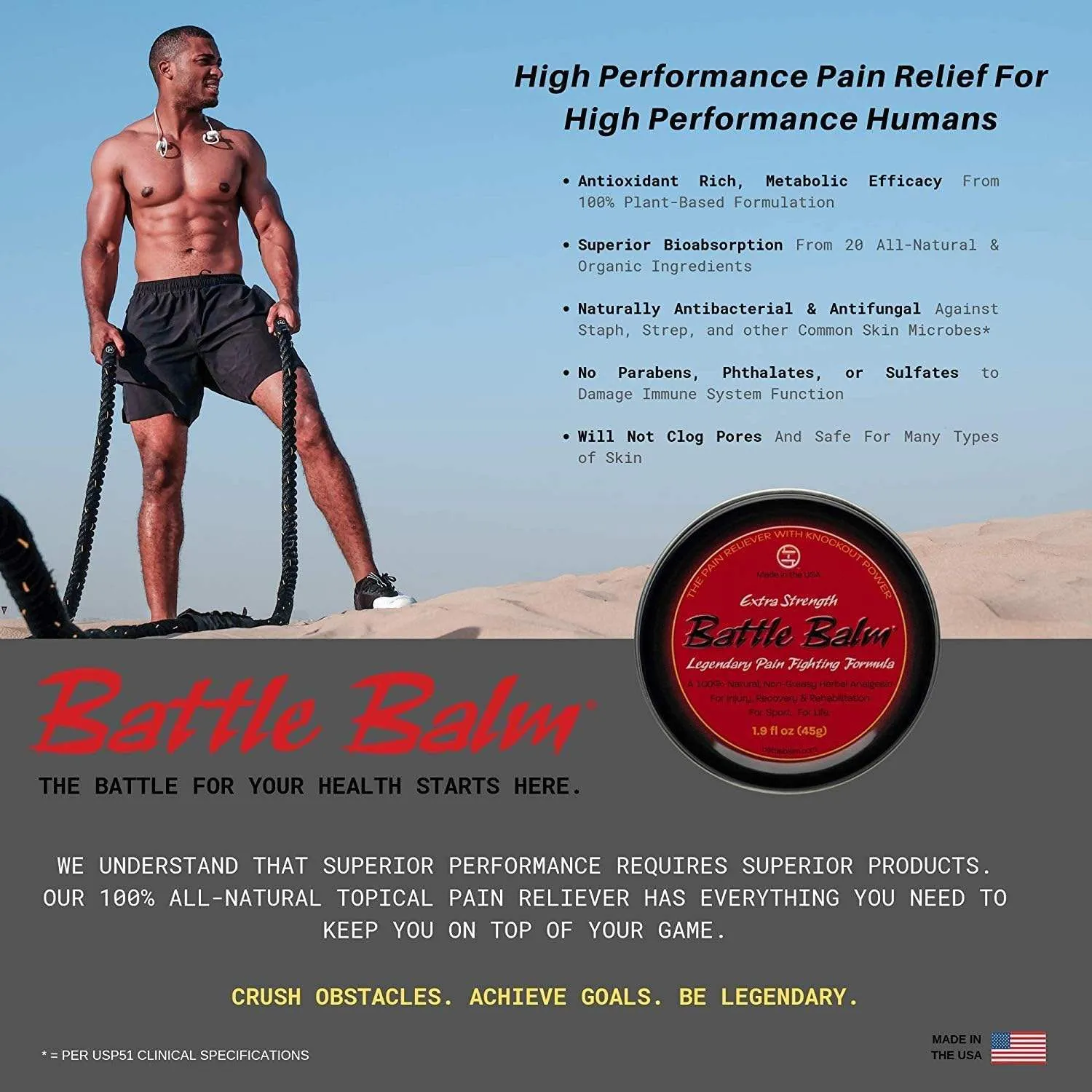 Battle Balm® Stick - Extra Strength All Natural & Organic Pain Relief