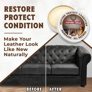 European Leather Care Cream Leather Cleaner and Conditioner - All Natural Leather Boots Leather Maintenance Cream Leather Conditioner Shoe Polish, Leather Couch, Furniture, Purses, Car, Saddle Made in the USA