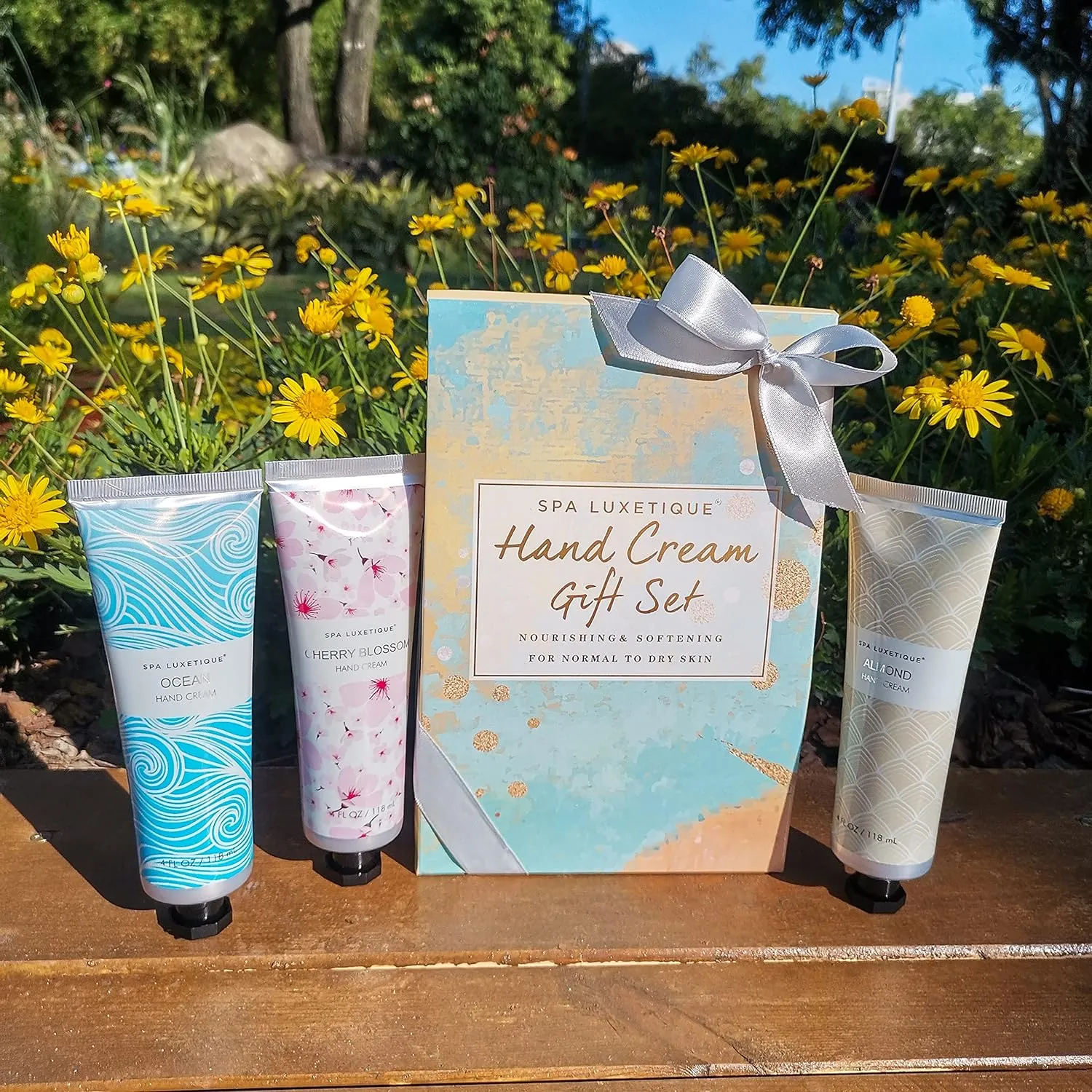 Hand Cream Gift Set, Spa Luxetique 12 oz Hand Cream for Women, Cherry Blossom Almond and Ocean Scent Hand Lotion, 4oz x 3pcs, Hand Cream for Rough & Dry Hands, Gift Sets